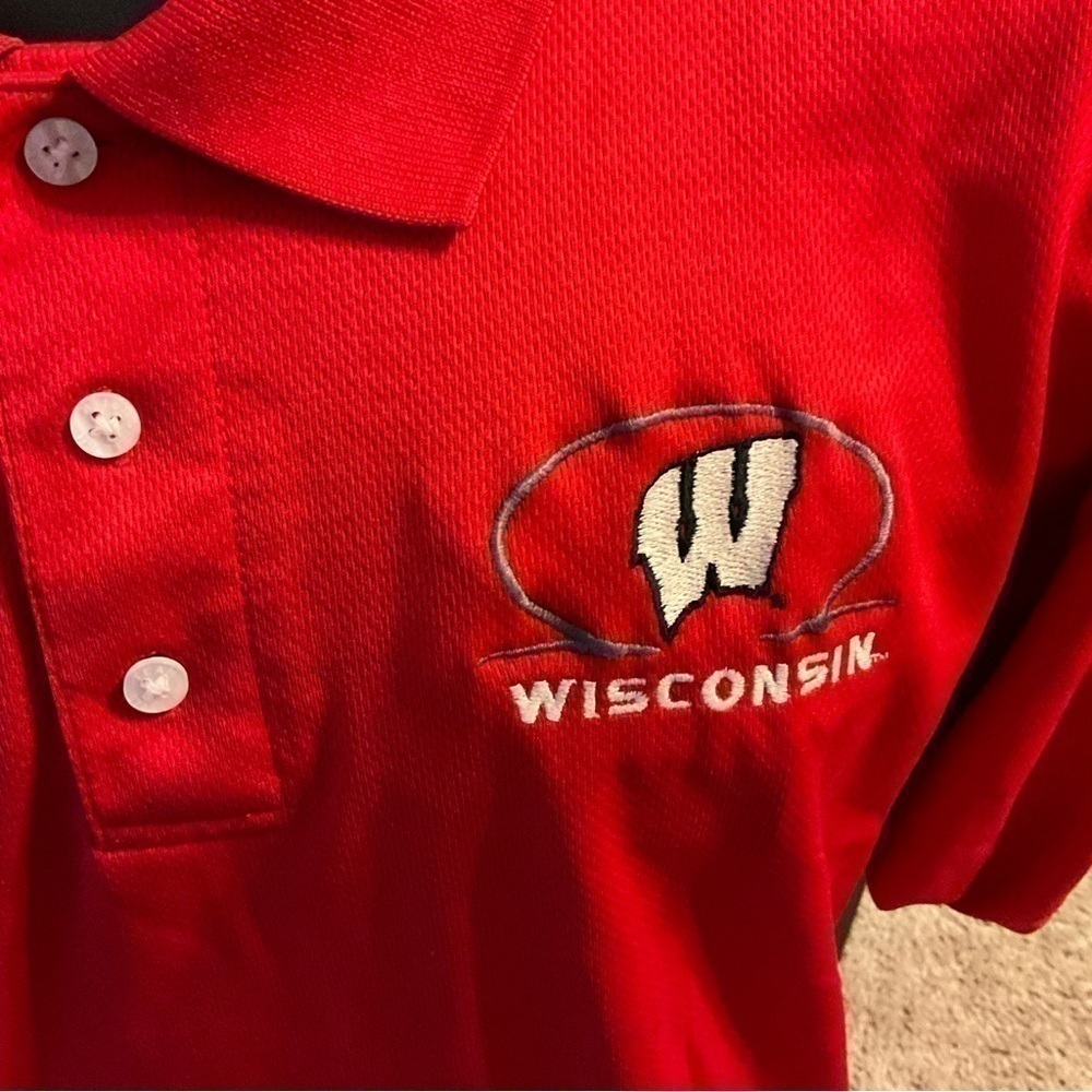 Men’s used red starter Wisconsin football Badgers size XL polo shirt - Picture 4 of 5